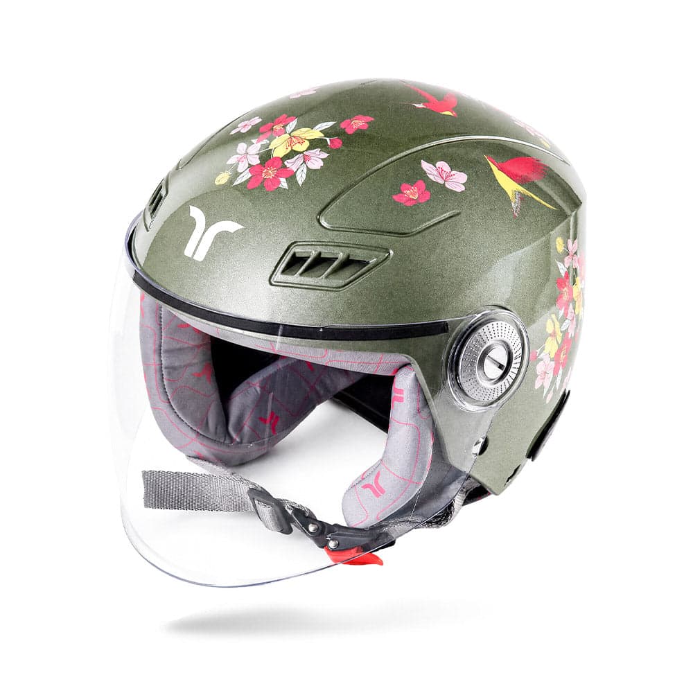Blossom - Motorcycle Riding Helmet for Women (Jade Green) — Open Face & Off-Road Helmets