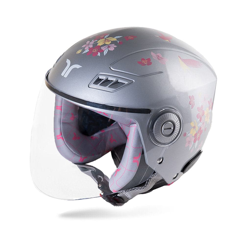 Blossom - Motorcycle Riding Helmet for Women (Silver Haze) — Open Face & Off-Road Helmets