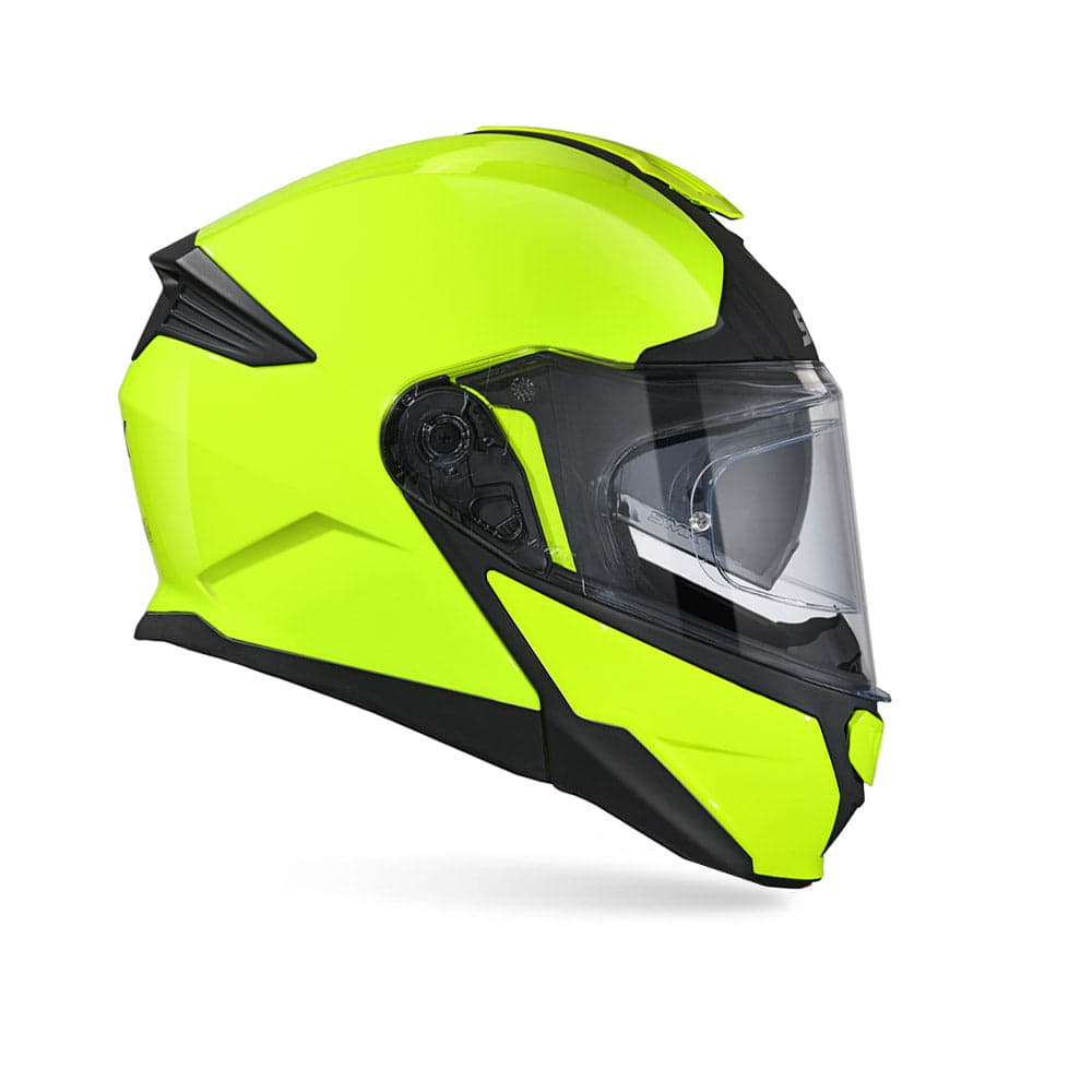 Gullwing Solid - Motorcycle Riding Helmet (Hi Vision Yellow) — Angle 2