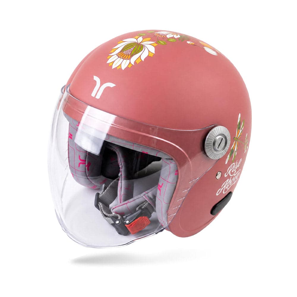 Lotus - Motorcycle Riding Helmet for Women (Coral Pearl) — Open Face & Off-Road Helmets