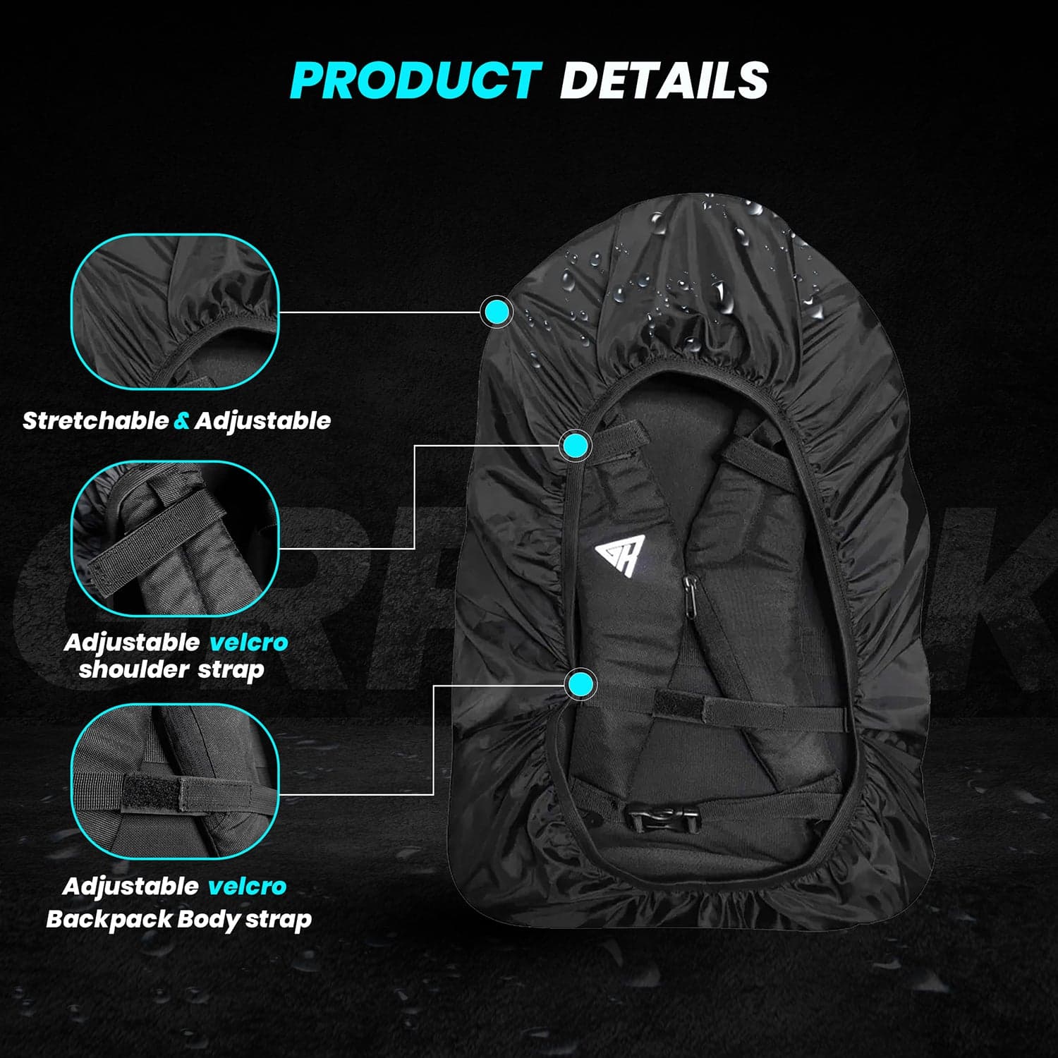 Rain Cover for Motorcycle Backpack — Angle 2