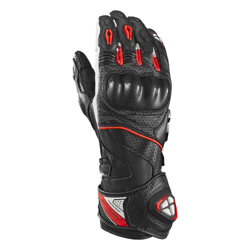 Tornado Air - Motorcycle Racing Gloves (Black/White/Red) — Riding Gloves