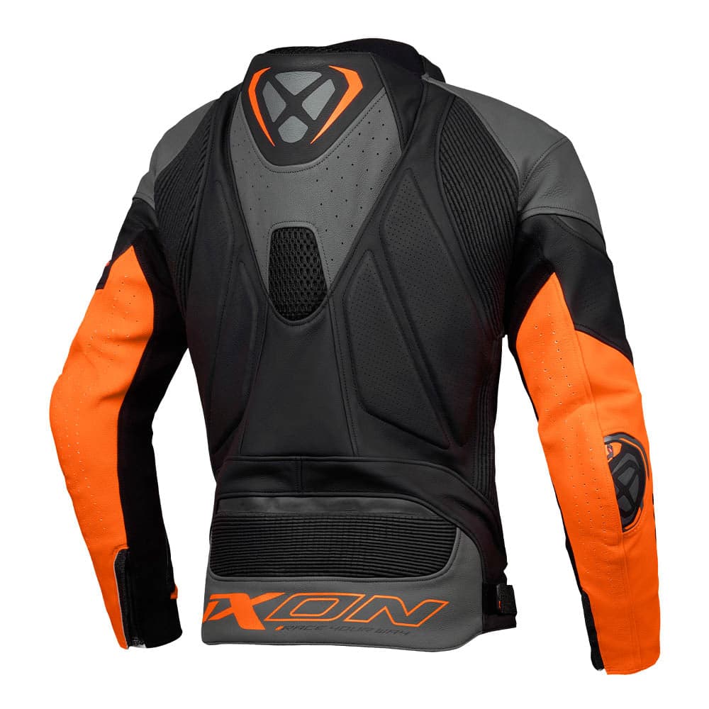 Vortex 3 - Leather Racing Jacket (Black/Anthracite/Orange ) — Angle 2