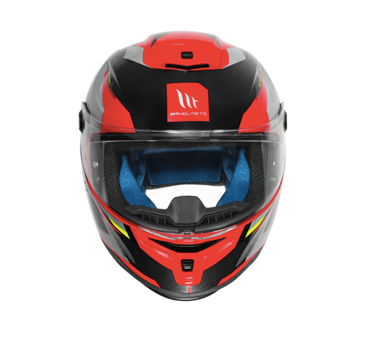 Hummer   B   Nighthawk   D2   -   Motorcycle   Riding   Helmet   (Fluor   Red/Grey) — Angle 2