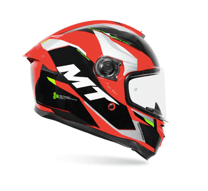 Hummer   B   Nighthawk   D2   -   Motorcycle   Riding   Helmet   (Fluor   Red/Grey) — Angle 3